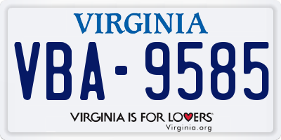 VA license plate VBA9585