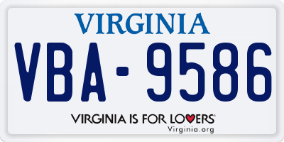 VA license plate VBA9586