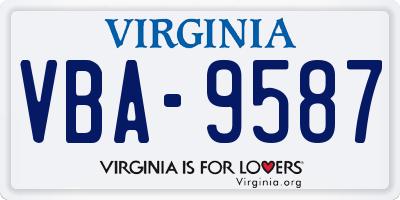 VA license plate VBA9587