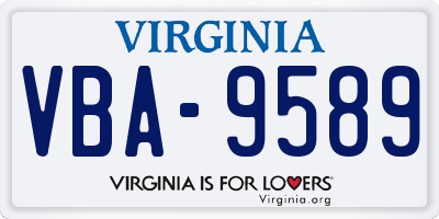 VA license plate VBA9589