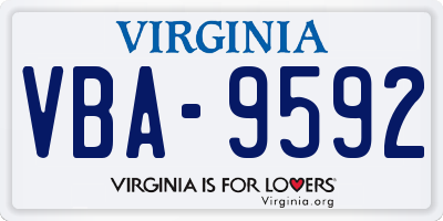 VA license plate VBA9592