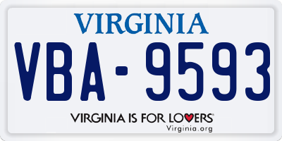 VA license plate VBA9593