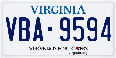 VA license plate VBA9594