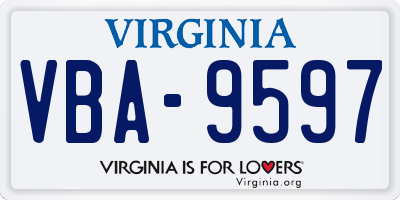 VA license plate VBA9597