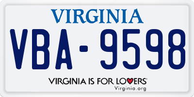 VA license plate VBA9598