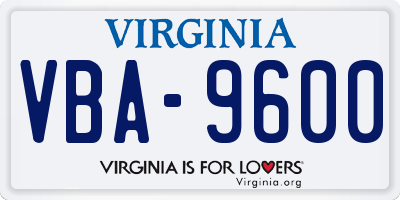 VA license plate VBA9600