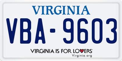 VA license plate VBA9603