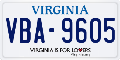 VA license plate VBA9605