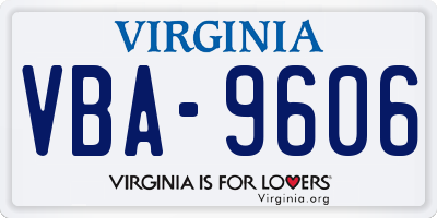 VA license plate VBA9606