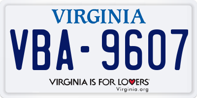 VA license plate VBA9607