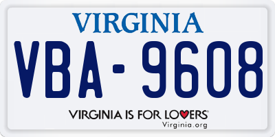 VA license plate VBA9608