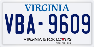 VA license plate VBA9609