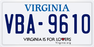 VA license plate VBA9610