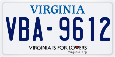 VA license plate VBA9612