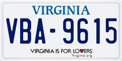 VA license plate VBA9615