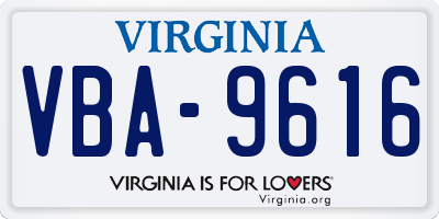 VA license plate VBA9616
