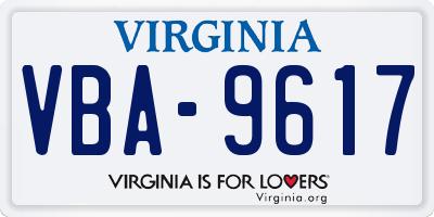 VA license plate VBA9617