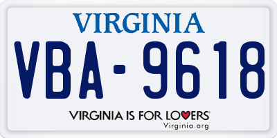 VA license plate VBA9618