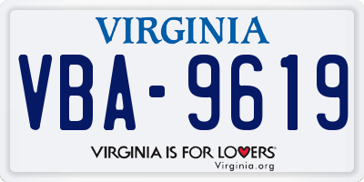 VA license plate VBA9619