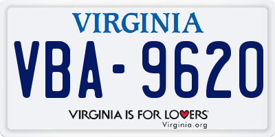 VA license plate VBA9620