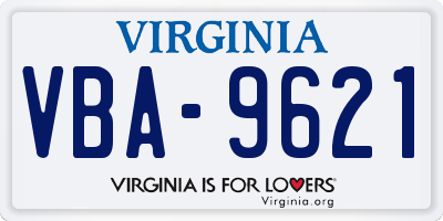 VA license plate VBA9621