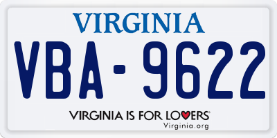 VA license plate VBA9622