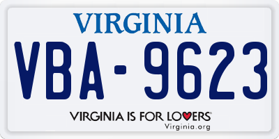 VA license plate VBA9623
