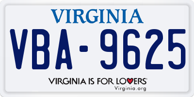 VA license plate VBA9625