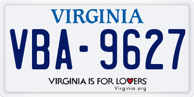VA license plate VBA9627