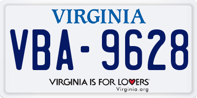 VA license plate VBA9628