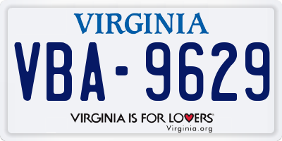 VA license plate VBA9629