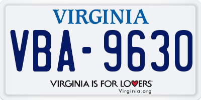 VA license plate VBA9630