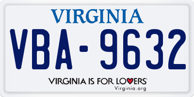 VA license plate VBA9632