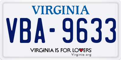 VA license plate VBA9633
