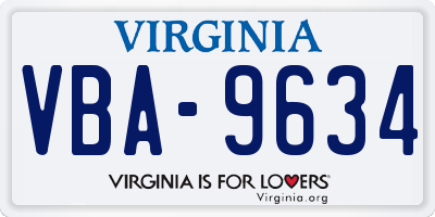 VA license plate VBA9634
