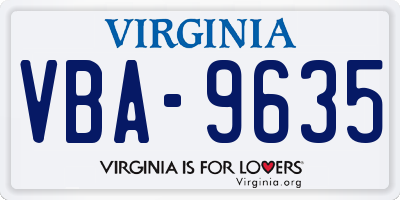 VA license plate VBA9635