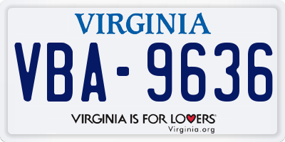 VA license plate VBA9636