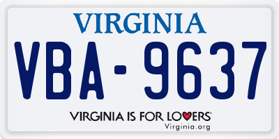 VA license plate VBA9637