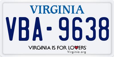 VA license plate VBA9638