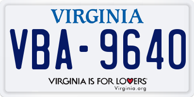 VA license plate VBA9640