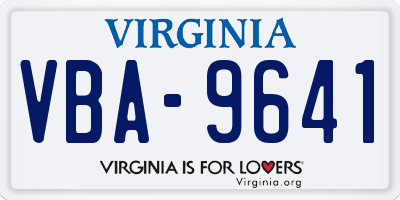VA license plate VBA9641