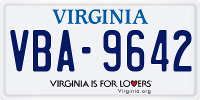VA license plate VBA9642