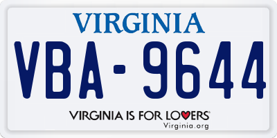 VA license plate VBA9644