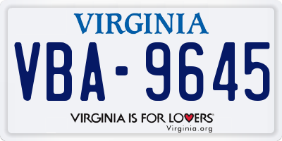 VA license plate VBA9645