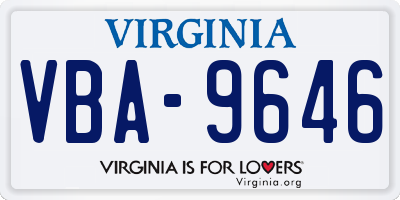 VA license plate VBA9646