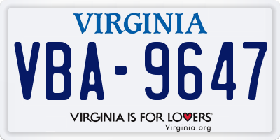 VA license plate VBA9647