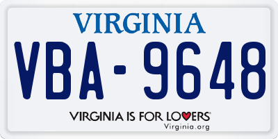 VA license plate VBA9648