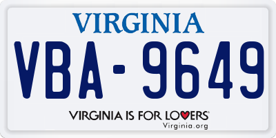 VA license plate VBA9649