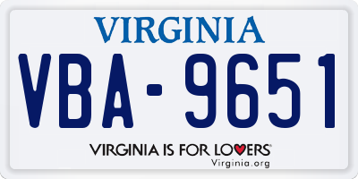 VA license plate VBA9651