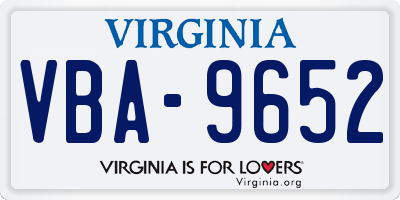 VA license plate VBA9652